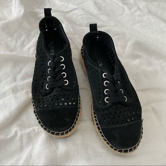 J/Slides Riley Black Perforated Chunky Espadrille - Picture 6 of 15